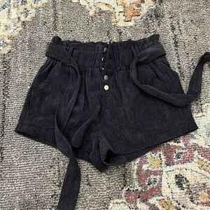 Wild Honey Navy corduroy shorts with belt and tie
